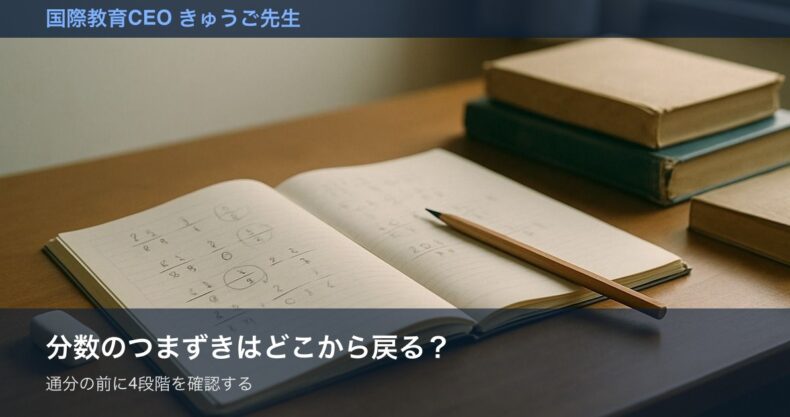 分数のつまずきはどこから戻る？をイメージした画像